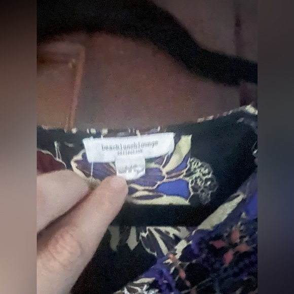 BLL black flower tropical bohemian long sleeve top women’s large - Picture 4 of 8